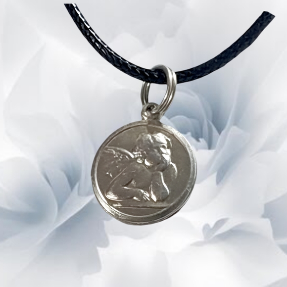 Guardian Angel Sterling Silver Pendant and Premium Leather Cord Necklace - Picture 5 of 5